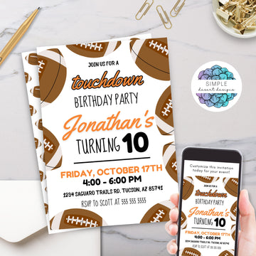 football party invitation with tons of space for party details